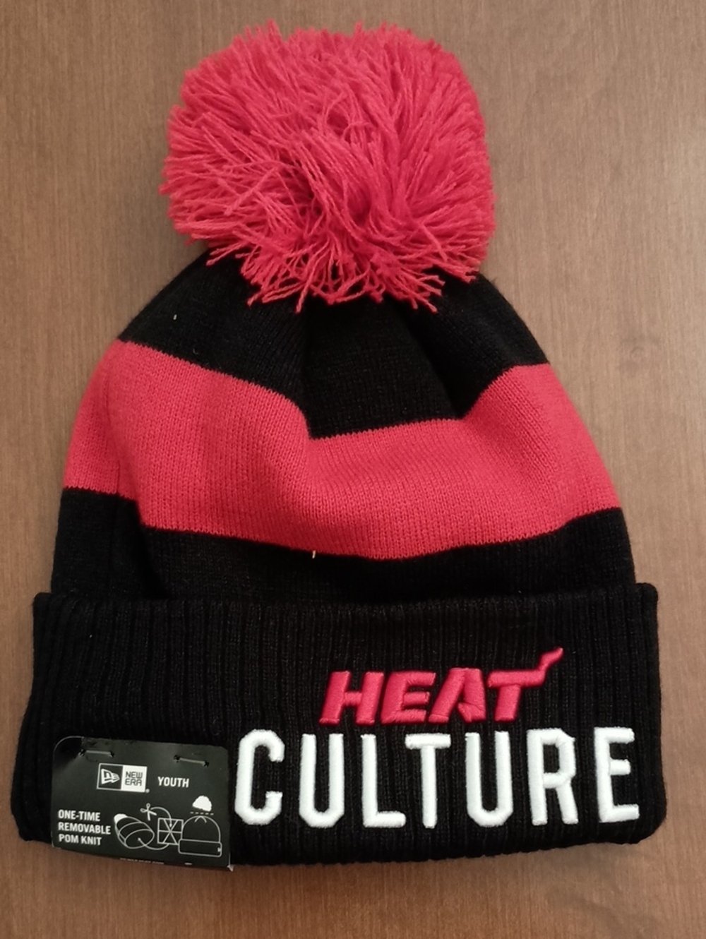 New Era Kids Black & Red Pom Beanie - Heat Culture